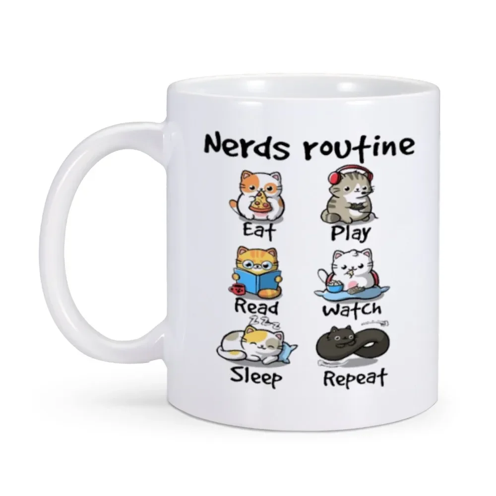 Funny Coffee Mug Nerds Routine Mug 11 oz Ceramics Home Office Cup Drinkware Perfect Birthday Novelty Gift for Nerd Friend Family