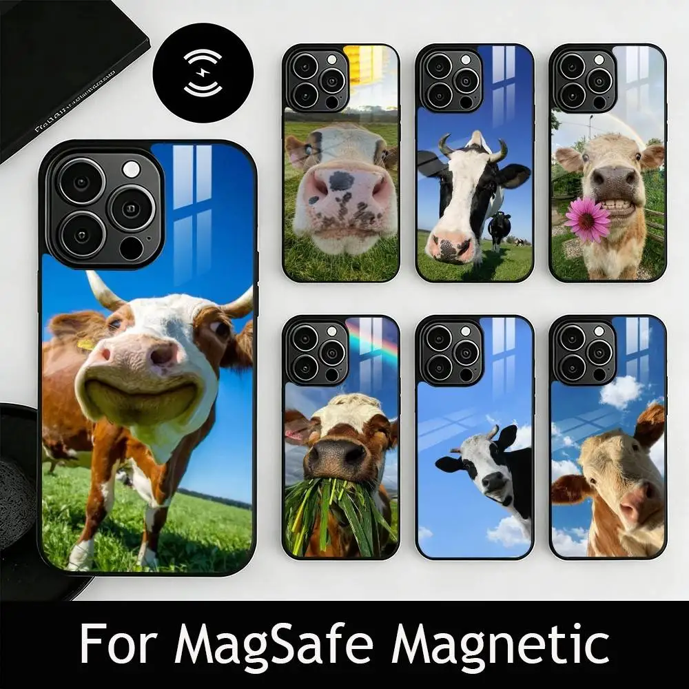 

Cute Cattle Phone Case For iPhone17,16,15,14,13,12,11 Plus,Pro Magnetic with Magsafe Wireless Charging