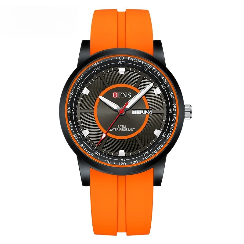 

Мужские часы OFNS, повседневные водонепроницаемые часы с двойным календарем, деловые мужские часы, светящиеся простые модные кварцевые часы