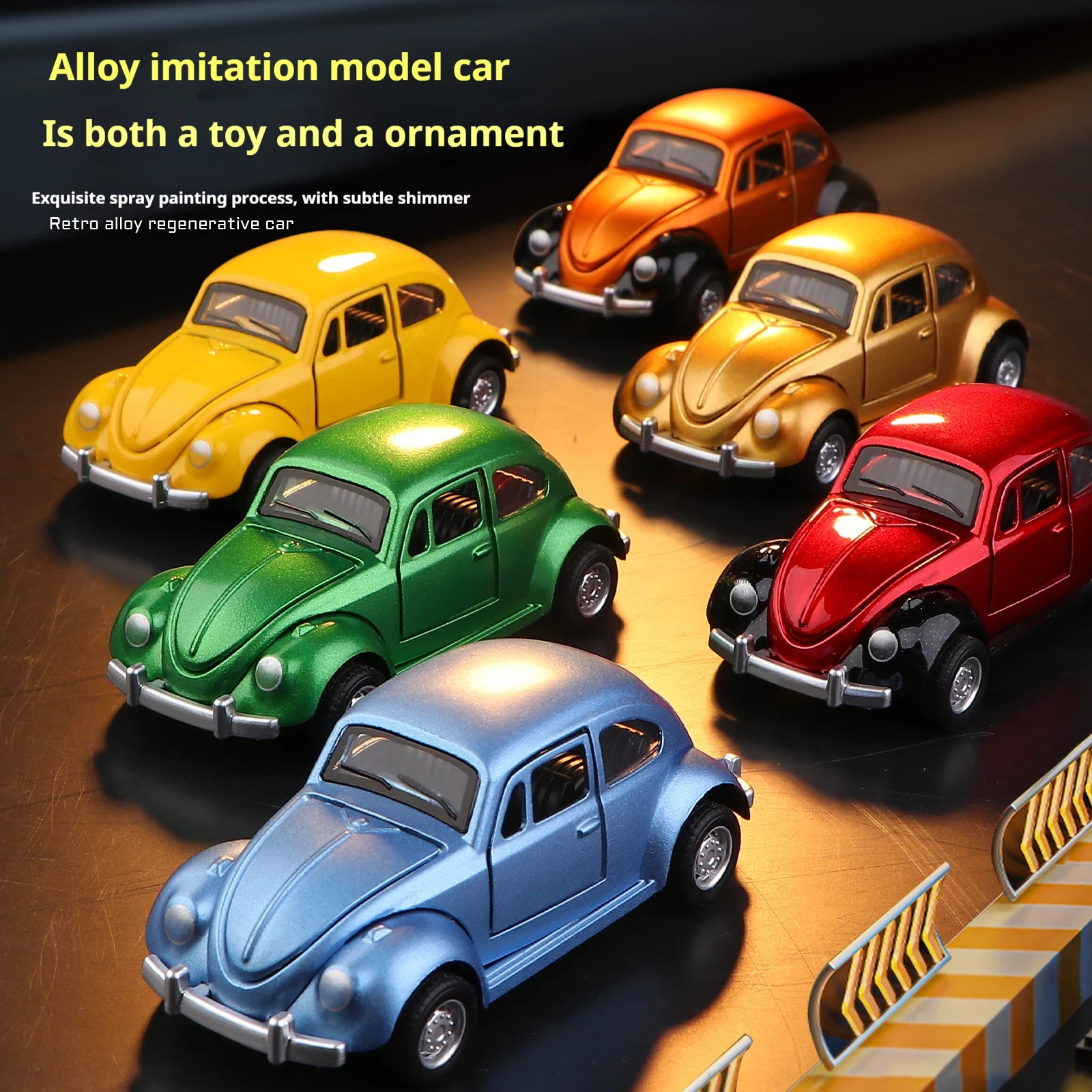 Classic Beetle Mini Alloy Car Pull-Back Drive Car Model, Three Doors Can Be Opened 1:60 Scale, Gifts for Boys Adults and Kids