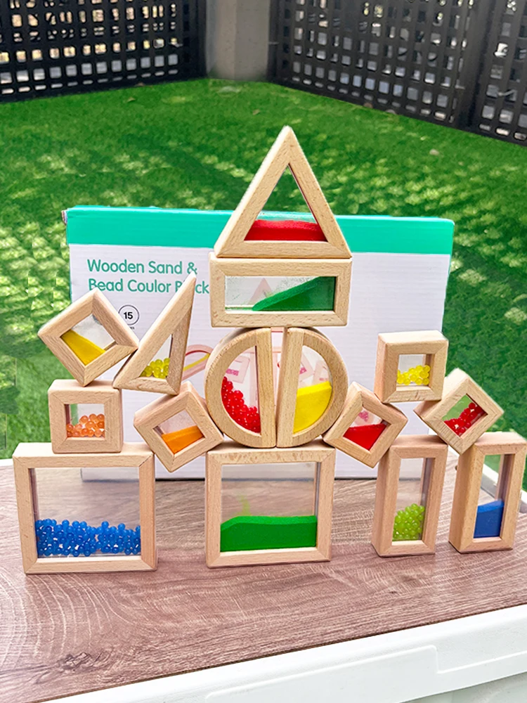 

Preschool Sensory Rainbow Acrylic Transparent Light Blocking Blocks Montessori Early Education Visual Toy Geometric Shapes Pu...