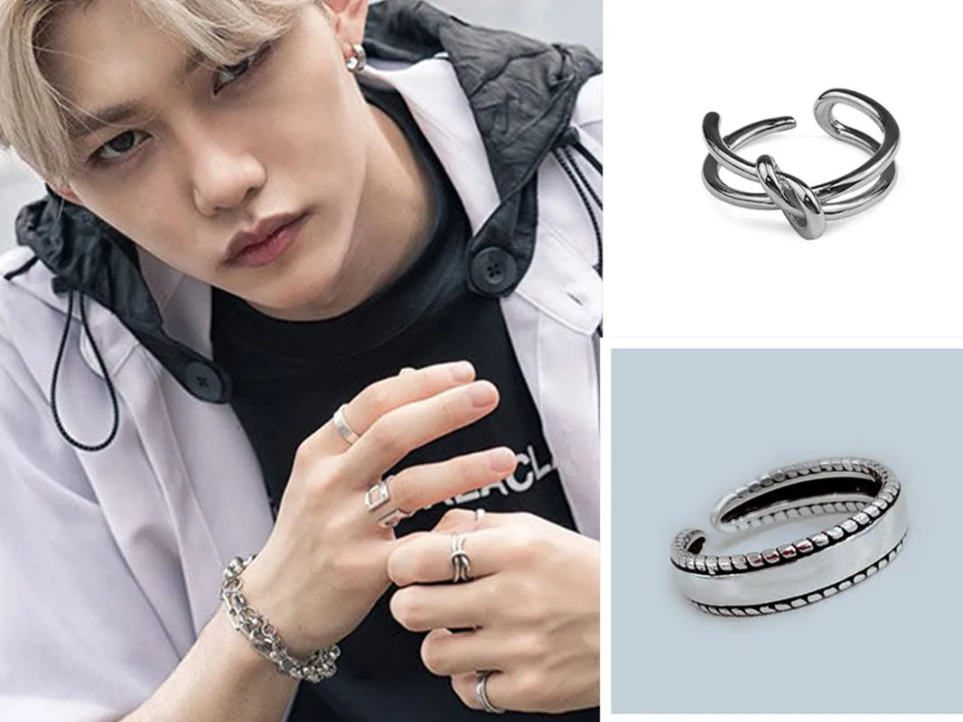 

2022 K-pop New Felix Same Style Twist Ring INS Trend Men's Jewelry Metal Hip-hop Rock Style Simple Accessories Couple Gift