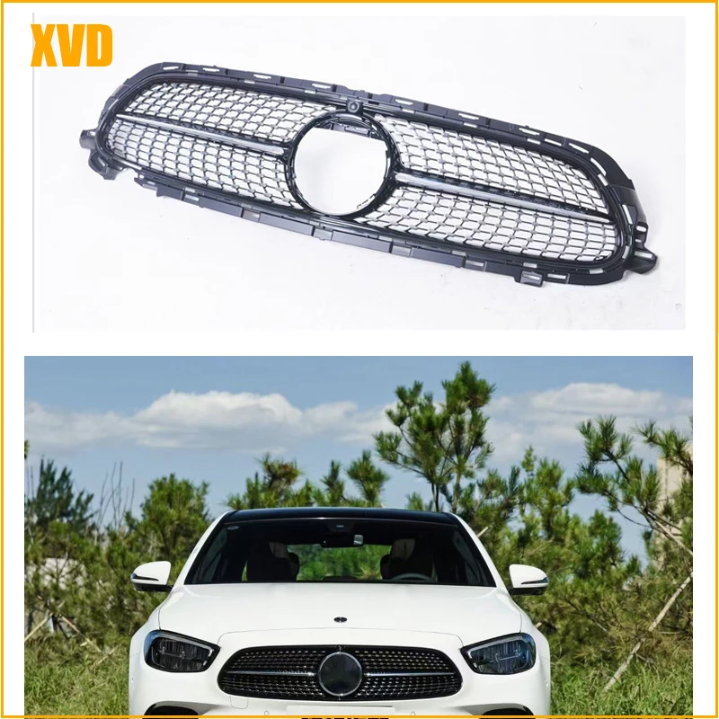 Black Silver Front Bumper diamond Grill Sport Style For Mercedes Benz E-Class W213 180 260 300 320 350 400 Grille 2020+