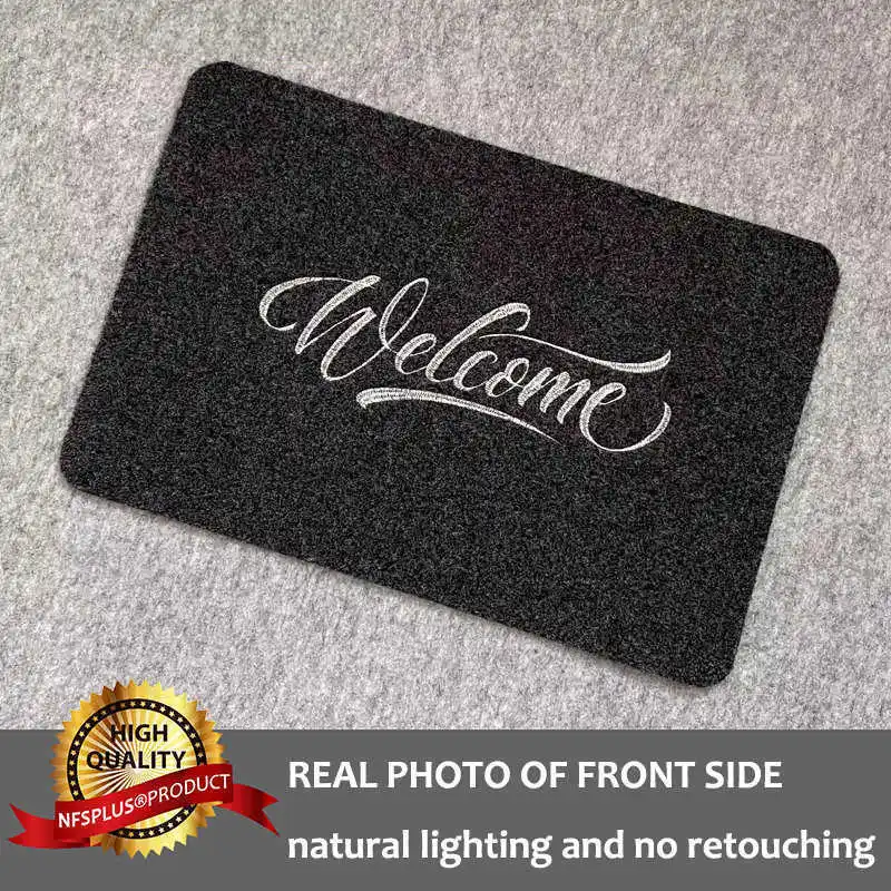 Home Decorative Front Door Mat Entrance Doormat 40x60cm Polyester Dark Grey Coffee TPR Non Slip Floor Mat Carpet Welcome Mats