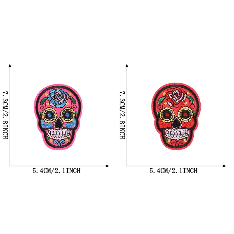 11pcs Lot Skull Iron On Patches For Clothes Embroidered Jacket Strijk Parches Bulk Sew Diy Naszywki Thermocollant Rock Mochila