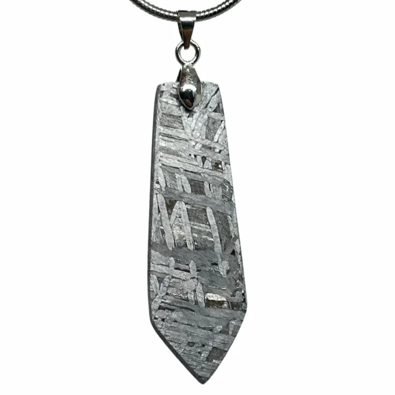 Natural Muonionalusta Meteorite Spear Pendant Hand Polished Widmanstatten Pattern Obelisk Pendant For Collection And Gift LK563