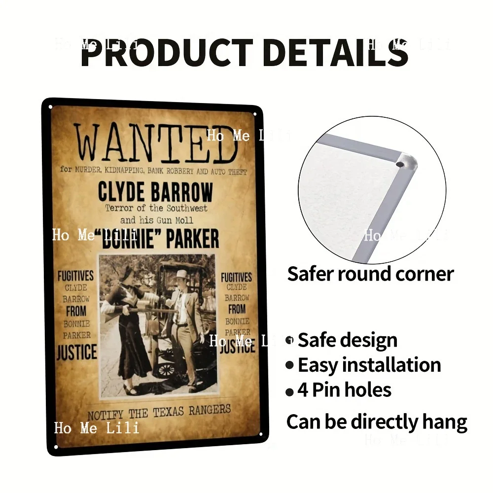 Wanted Bonnie & Clyde Motiv 2 Custom Metal Sign Bar Cafe Restaurant Home Decor