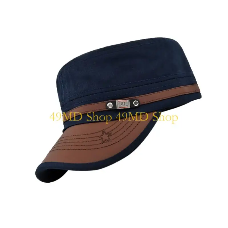 49MD Fashion Flat Top Soldier Hat Cadet Cap For Adult Street Wear Outdoor Activity