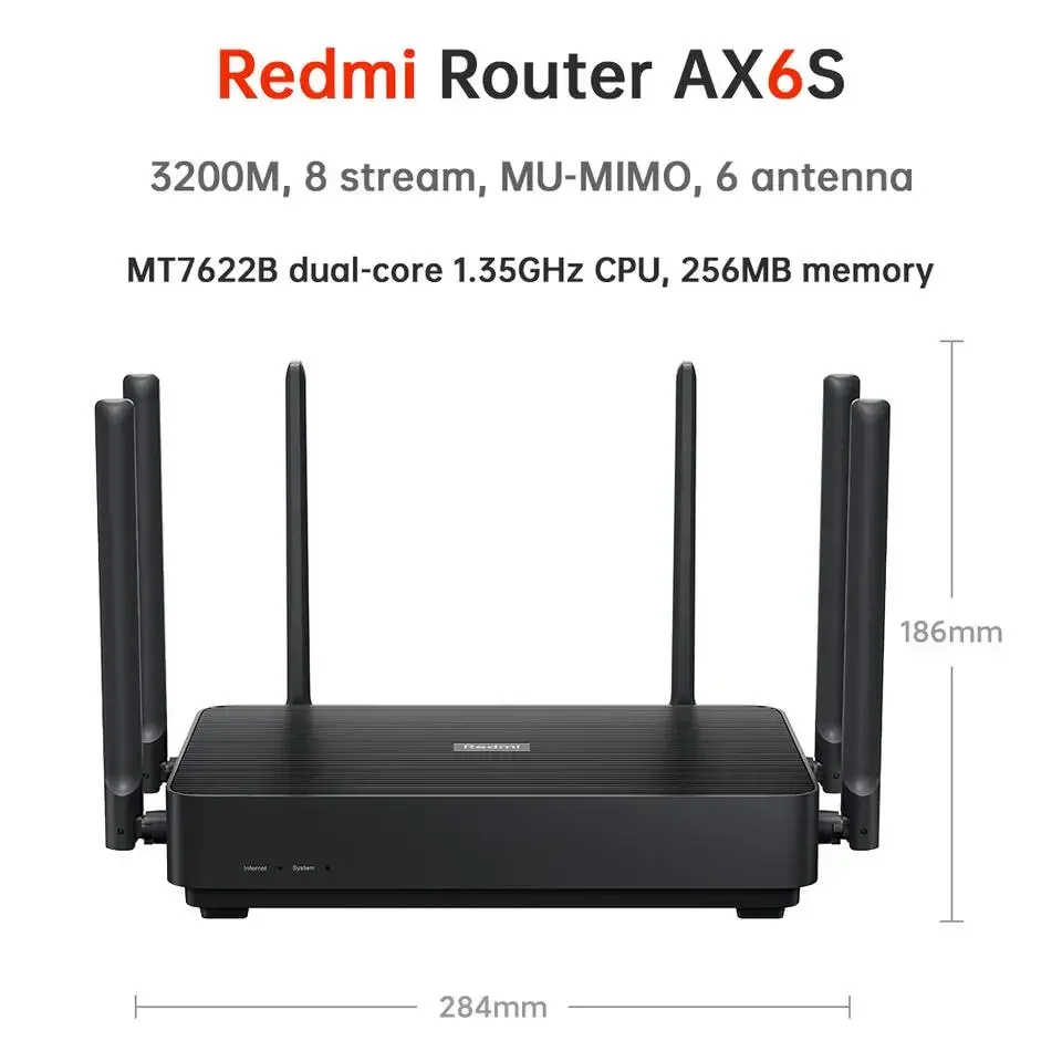 Imagem -05 - Xiaomi-redmi Ax6s Router 3200 Mbps 2.4g 5ghz Mesh Wifi 256mb Amplificador de Sinal Repetidor Wifi Mu-mimo Paralelo