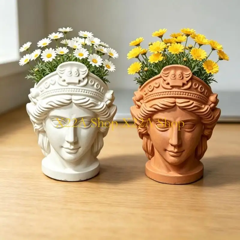Unique Silicone Lady Bust Container Mold for Plaster Wax and Resin Casting, Open Top Planter Form for DIY Home Craft Holder