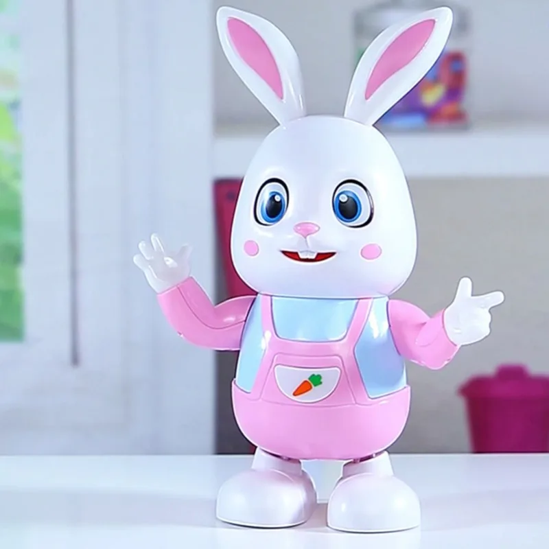 Robot Rabbit Dancing Sing Song Electronic Bunny Music Robotic Animal Beat Drum With LED Cute Electric Pet Toy Kids Birthday Gift