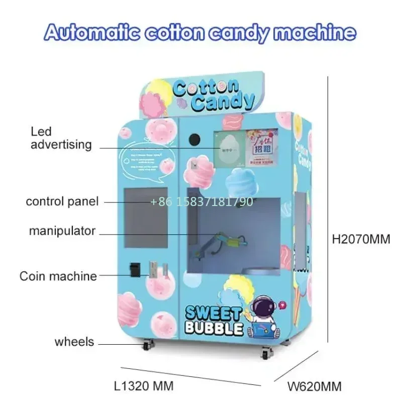 Cotton Candy Vending Machine Small Business Support Multi-Language Commercial Marshmallow Cotton Candy Making Machine for France