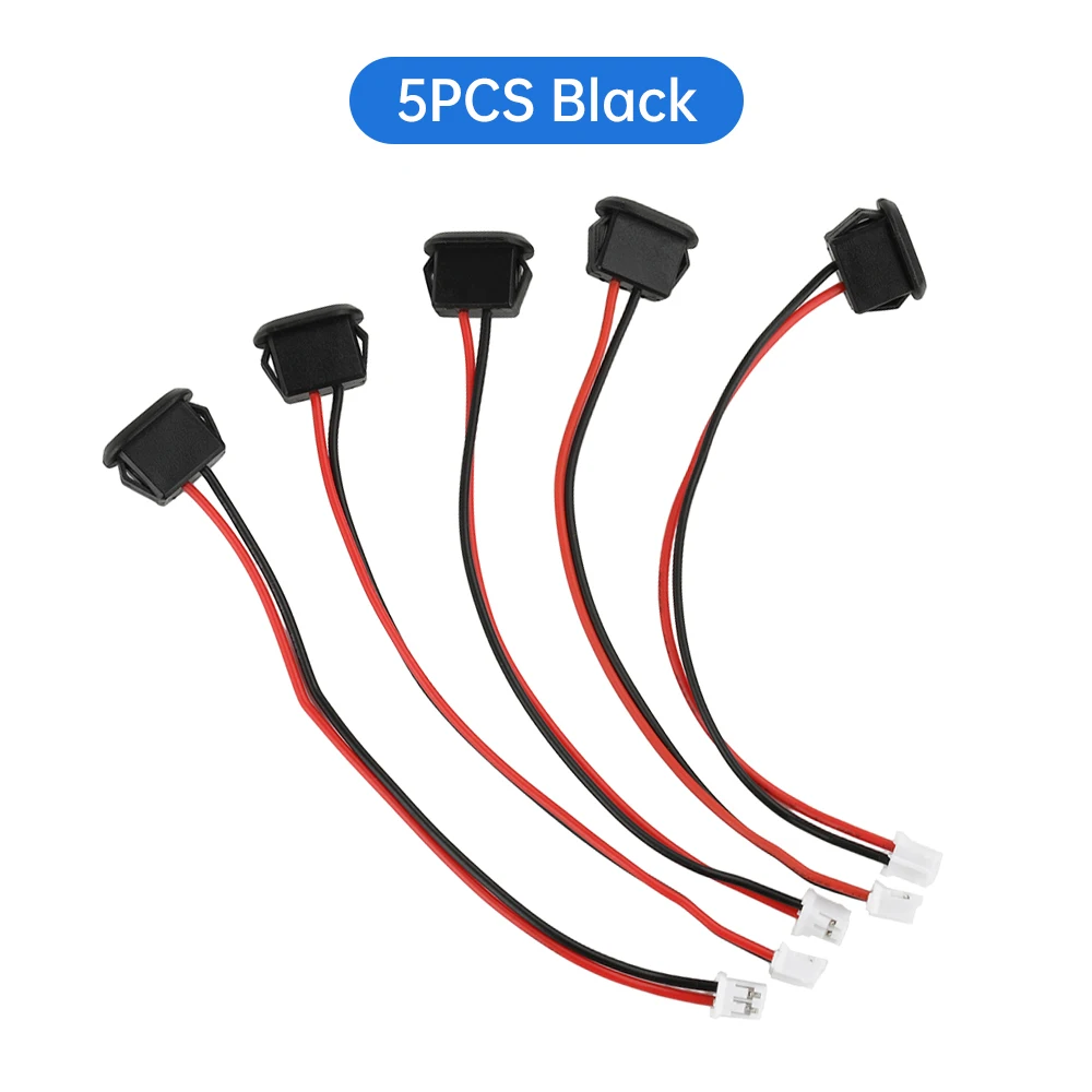 

5pcs Type-C Connector Jack Female 2P Power Cable Waterproof Extension Power Power Cable USB-C Plug to 2 Pin Bare Wire Open