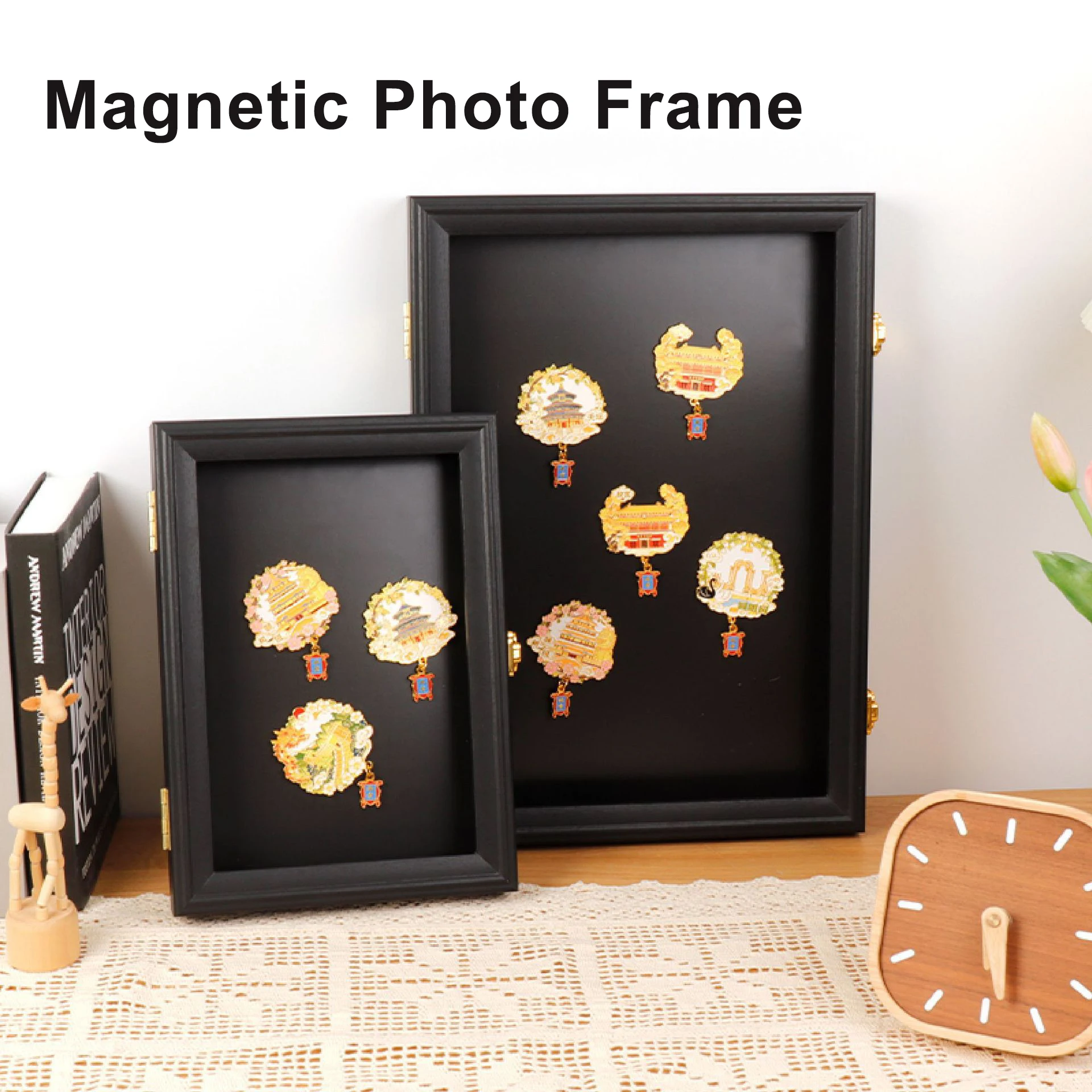 

Refrigerator Storage Box Magnetic Magnet A4/A3 Collection Display Board Museum Flip Photo Frame Badge Display Frame