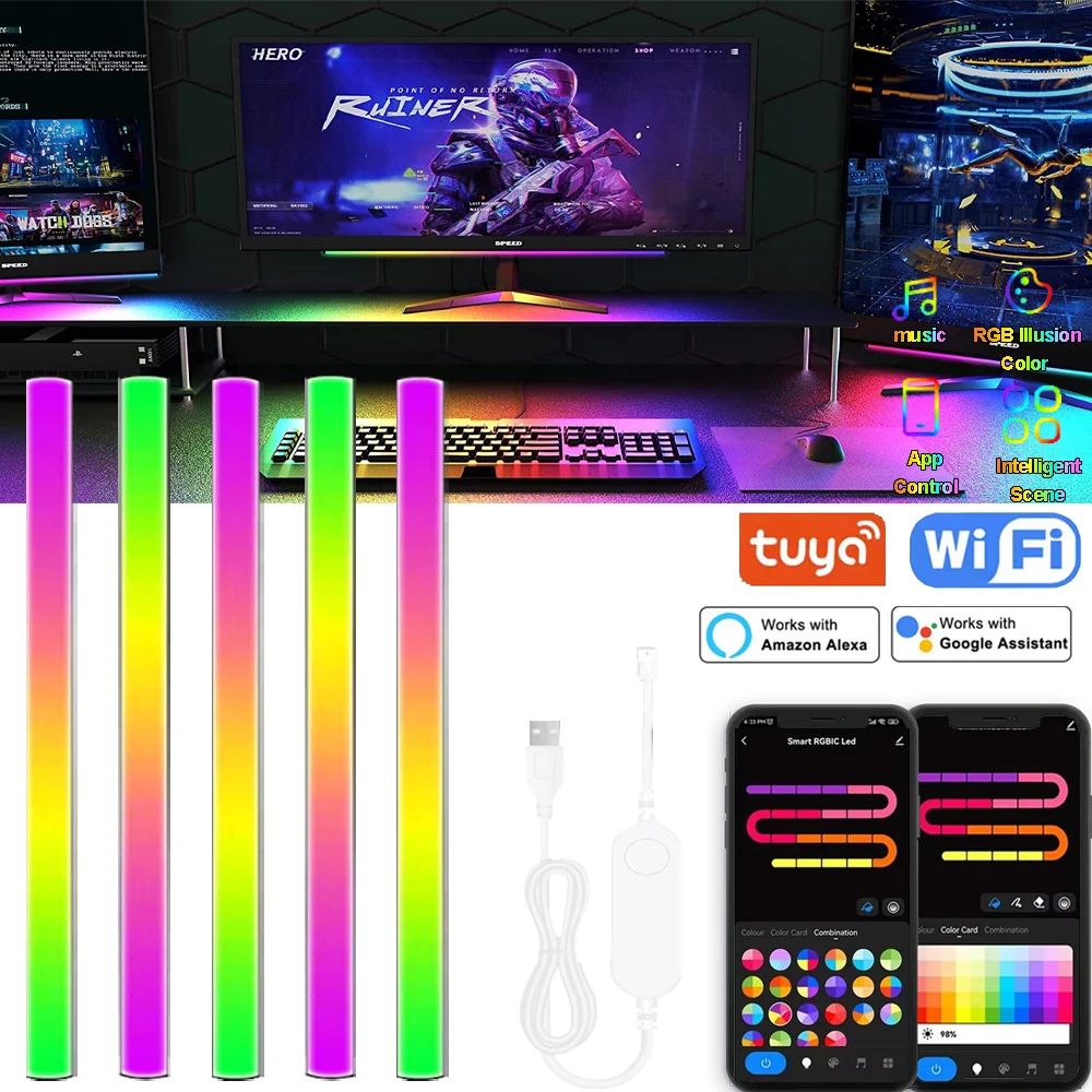 

DC5V USB TUYA WiFi RGBIC LED Strip Light WS2812B Addressable Dreamcolor LED Bars Decor TV Backlight Gaming APP/Voice Control