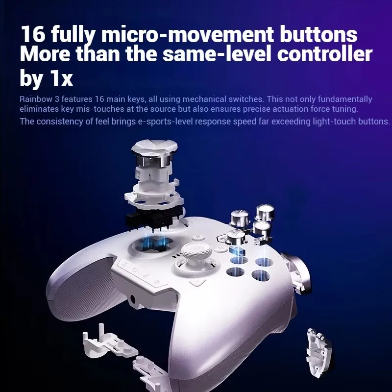 جديد BIGBIG WON Rainbow3 وحدات تحكم الألعاب اللاسلكية NearLink 2.4G Hall Joystick Micro Motion Button RGB Gamepad للكمبيوتر/التبديل/XBox