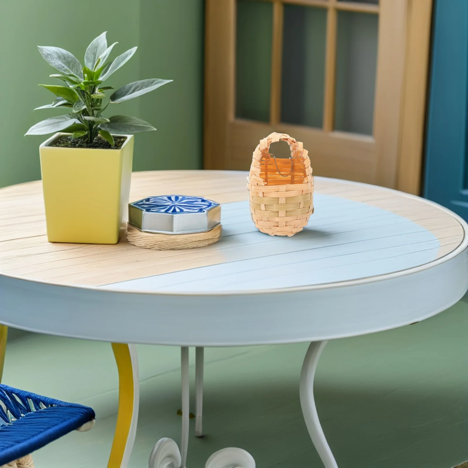 

4Pcs Handmade Bamboo Bird Nest with Hook - Rustic Woven Hanging Shelter for Garden Yard Outdoor Decorative Bird House Nest