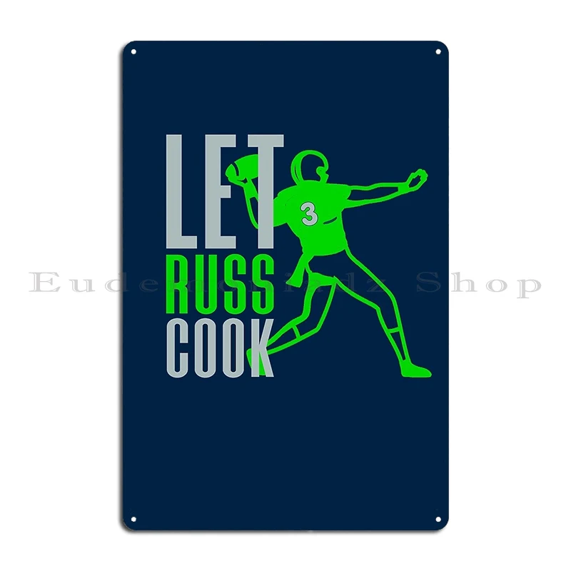 Let Russ Cook Seattle Football Quarterback Number 3 Metal Plaque Create Rusty Bar Wall Mural Party Tin Sign Poster