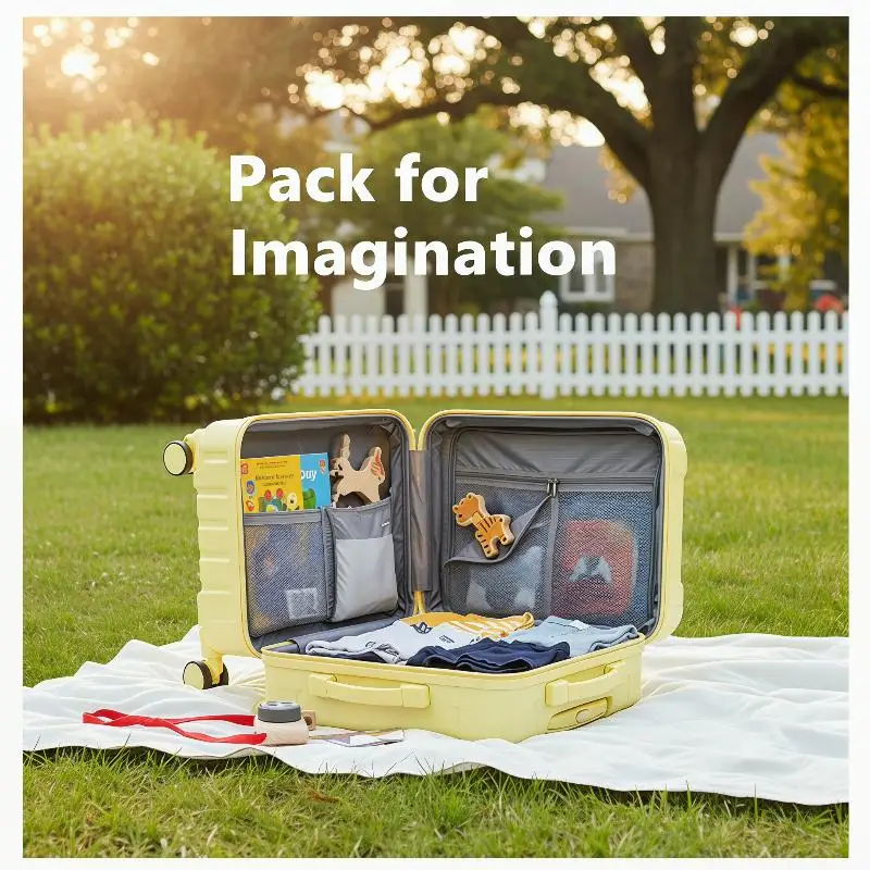 20 Inch Kids Rideable Rolling Luggage Password Lock Portable Carry On Suitcase for Winter Vacation Children Gift Choice