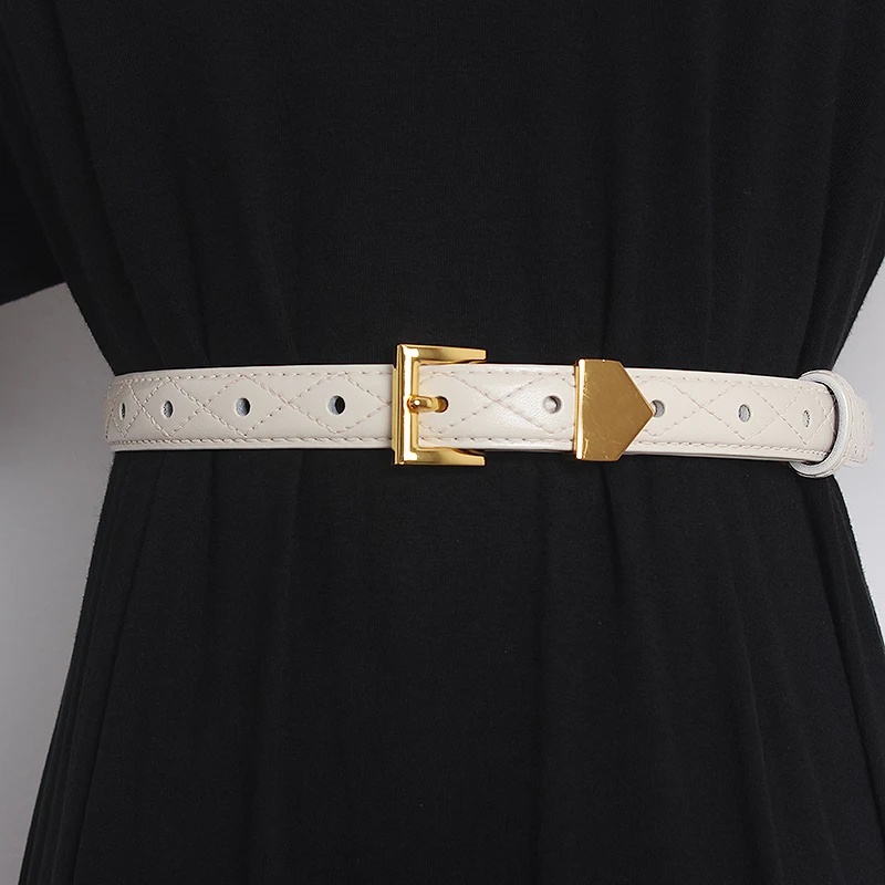 

Women's Runway Fashion Genuine Leather Cummerbunds Female Dress Corsets Waistband Belts Decoration Narrow Belt TB2402