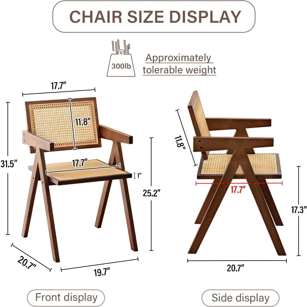Pair of Mid-Century Modern Walnut Dining Chairs with Arms for Kitchen and Living Spaces