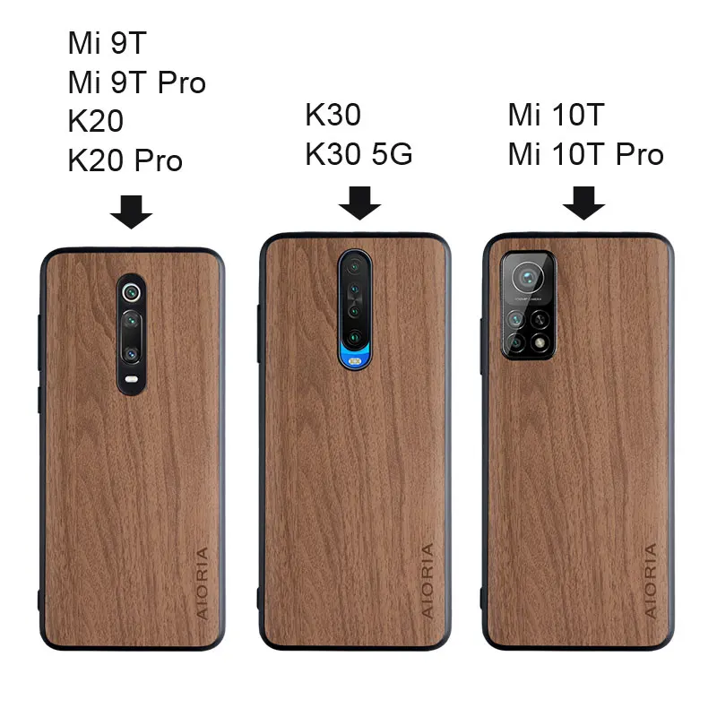 WoodLike case voor Xiaomi mi 9T mi9T mi 10T mi10T Redmi K20 Pro zachte TPU siliconen & Hard PC & PU lederen skin covers coque fundas K30