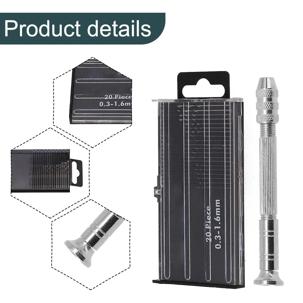 

Мини-ручная дрель с 20 сверлами 0 3 3 2 мм патрон для ювелирных изделий DIY Деревообработка Пластик и инструменты для моделей