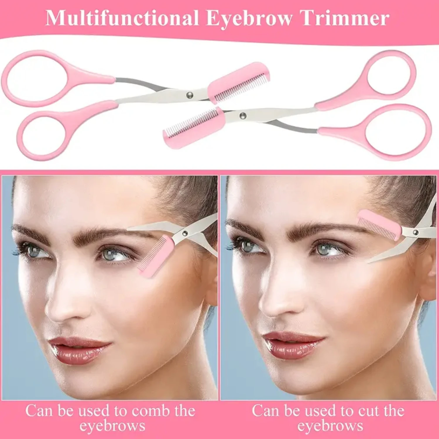 Eyebrow Trimmer Scissors with Comb for Women & Men: Shaping Cut Comb, Non-Slip Finger Grips - Beauty Accessory for Hair Removal