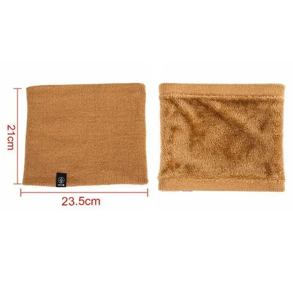 Unisex Solid Warm Winter Ring Scarf Women Men Plus Velvet Knitted Full Face Mask Snood Neck Scarves Bufanda Thick Muffler