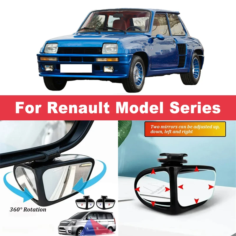 

2Pcs 360° Adjustable Blind Spot Mirrors Convex Wide Angle Rearview For Renault Megane Koleos Kadjar Captur Scenic Fluence Duster