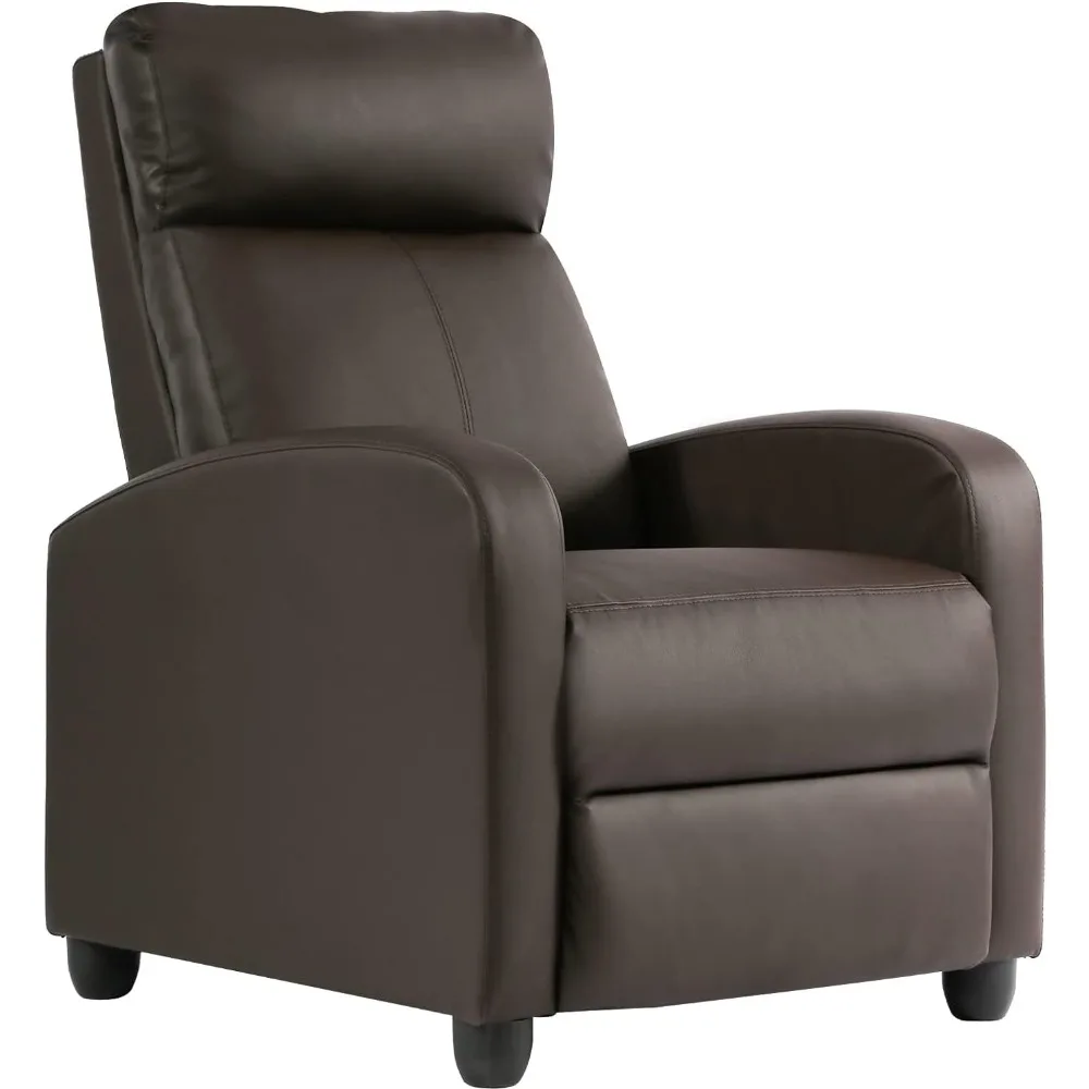 

Recliner Chair Single Reclining Sofa Leather Chair Home Theater Seating Living Room Lounge Chaise with Padded Seat Backrest (Br