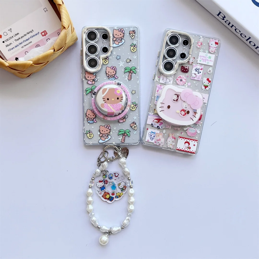 

Hello Kitty Sexy Beach Magsafe Wireless Charging Case For Samsung Galaxy S25 S24 S23 S25 24 Ultra Plus Magnetic Holder Cover