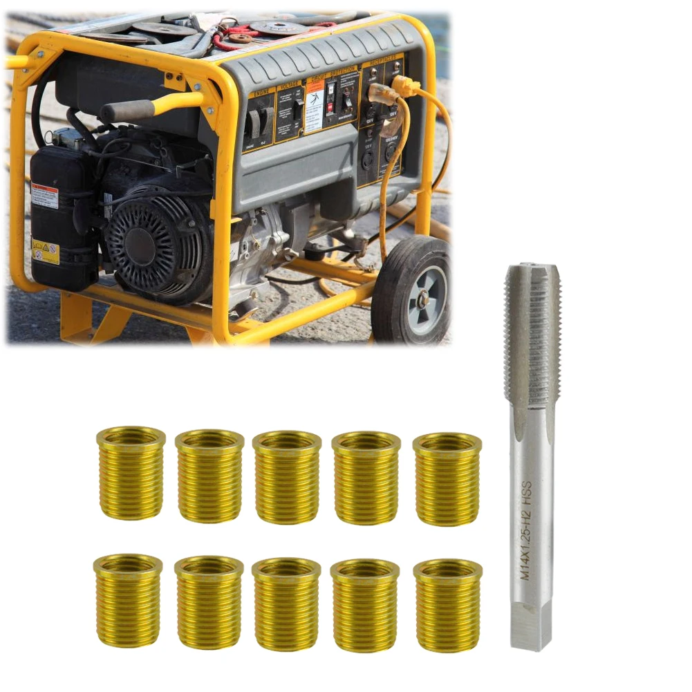 Spark Plug Thread Repair Kit M12x1.25 Inserts & M14x1.25 Tap Kit Cylinder Head Rethreaded Kit Spark Plug Thread Repair Tools