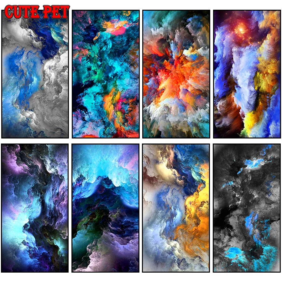 Abstract marble pattern 5D Diamond Painting Embroidery Cross Stitch Rhinestone Mosaic Colored Clouds Flowing Clouds Decor large