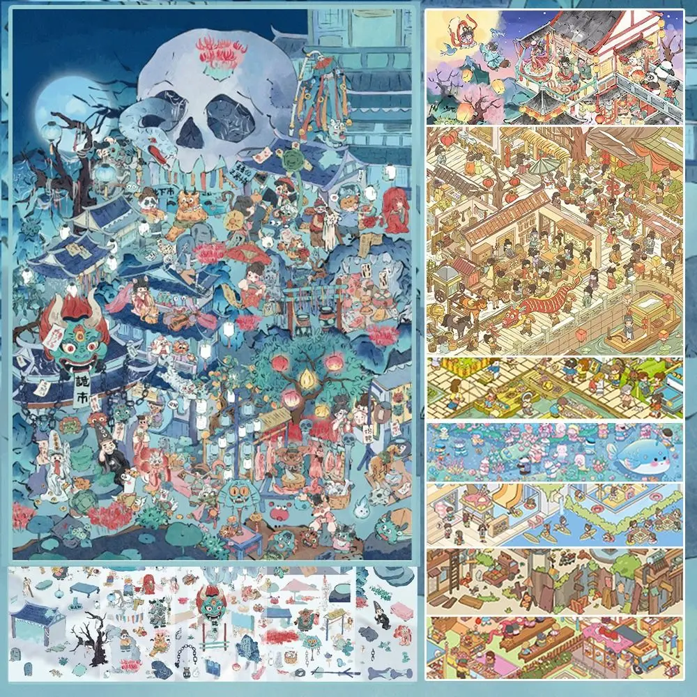 Multicolor 3D Micro Landscape Sticker PET Plus Size Chinese Style Scene Sticker DIY Accessories Decompression