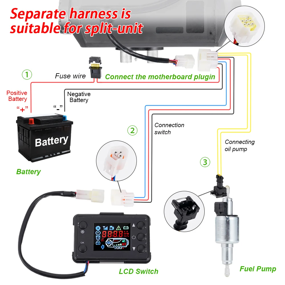 12V/24V Air Diesel Heater Wiring Harness Cable Adapter Round Triangle For Webasto Eberspacher Diesel Air Parking Heater