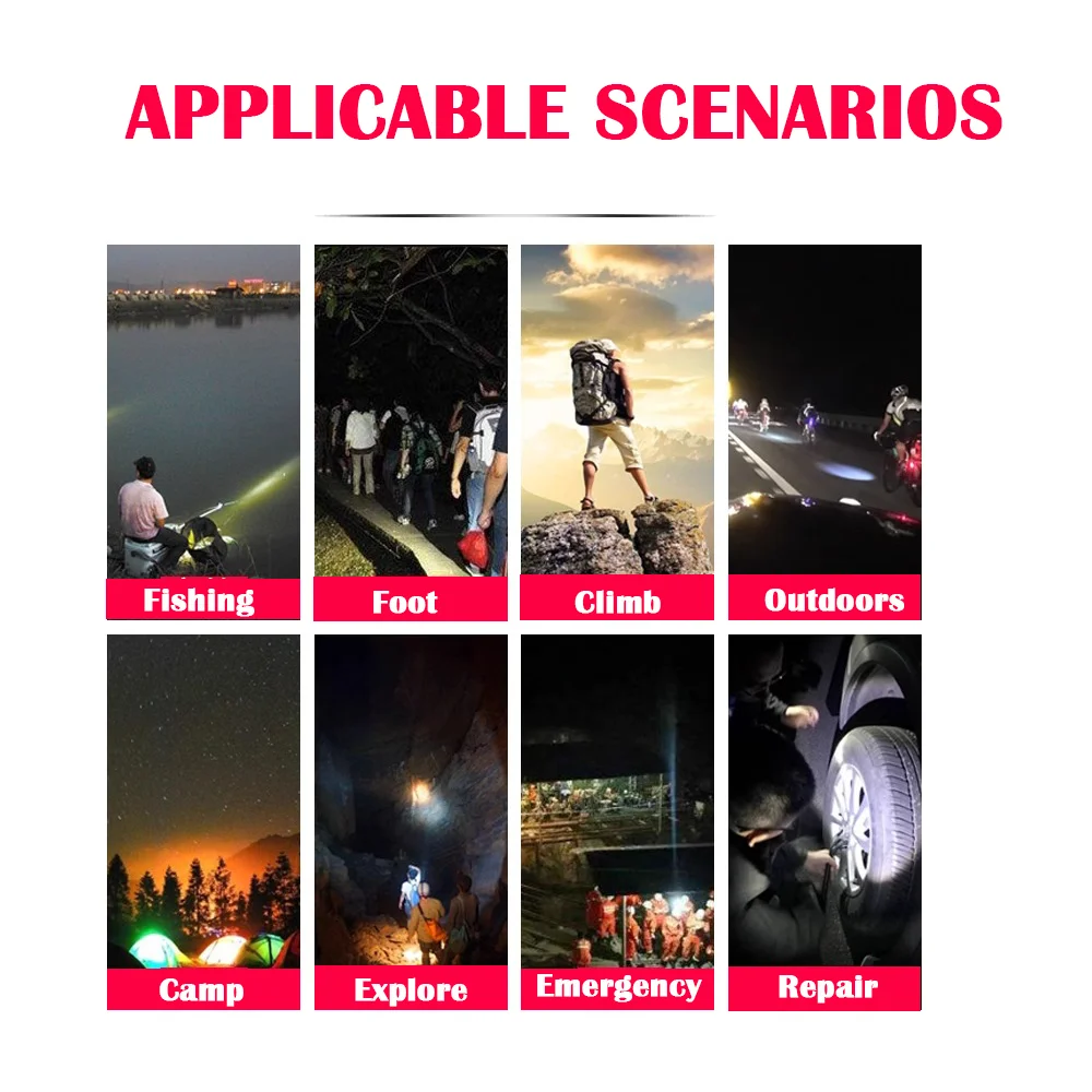 Solar Powered Portable Flashlight Emergency Lamp Camping Light Rechargeable Handheld Torch for Outdoor Activities