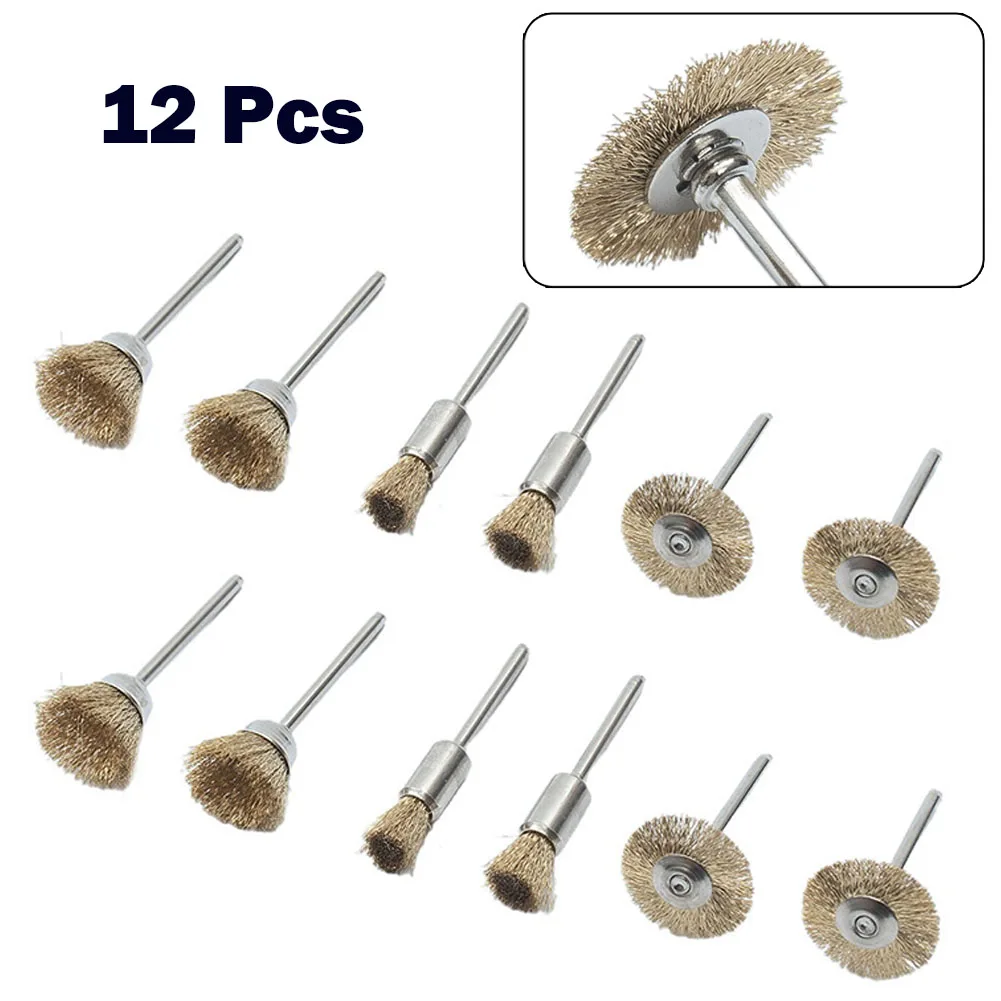 12 Pcs Drill Brushes 8/15/22mm Bowl/ Straight/T Type Wire Brush Kit For Metal Polishing Rust Remover power Tools Grinder Parts