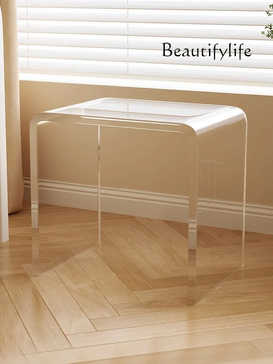 Dining chair household Nordic dressing makeup stool acrylic transparent crystal modern backrest chair light luxury