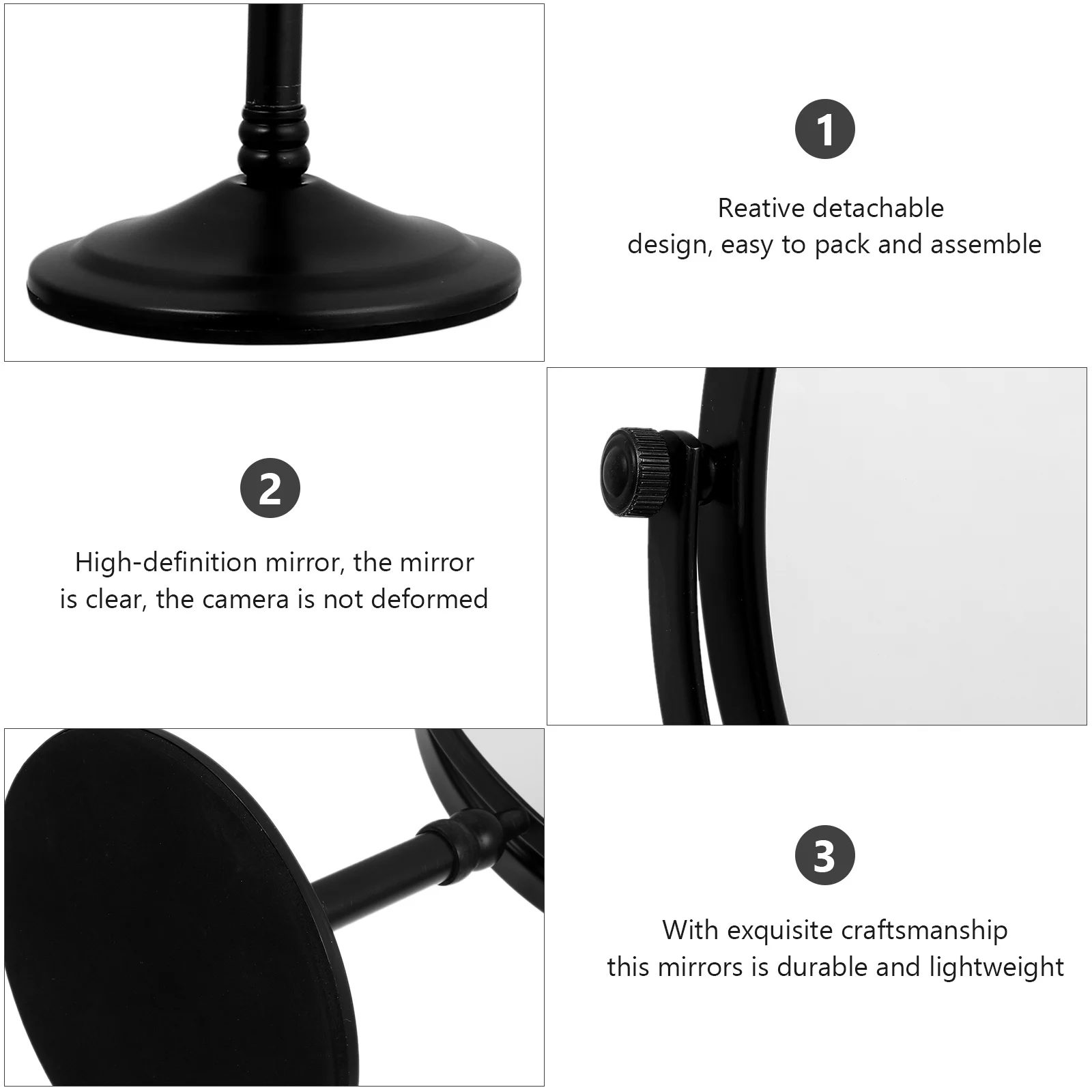 1 قطعة الفضة منضدية قطب المرآة البالونية مرآة مزدوجة الوجهين 3X عدسة مكبرة ل ماكياج الحلاقة روتين العناية بالبشرة #4