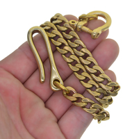 unplated raw Brass  wallet jean biker waist Italian 9mm NK Figaro cuban link chain keychain U belt hook screw Shackle EDC  gift
