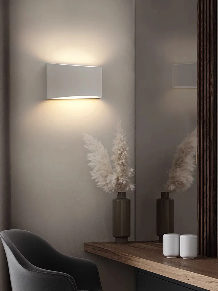 3 Style Gypsum Lamp Designer Semi Circular Gypsum Wall Lighting Fixture Background Bedside Stair Surface Mounted LED Wall Lamps