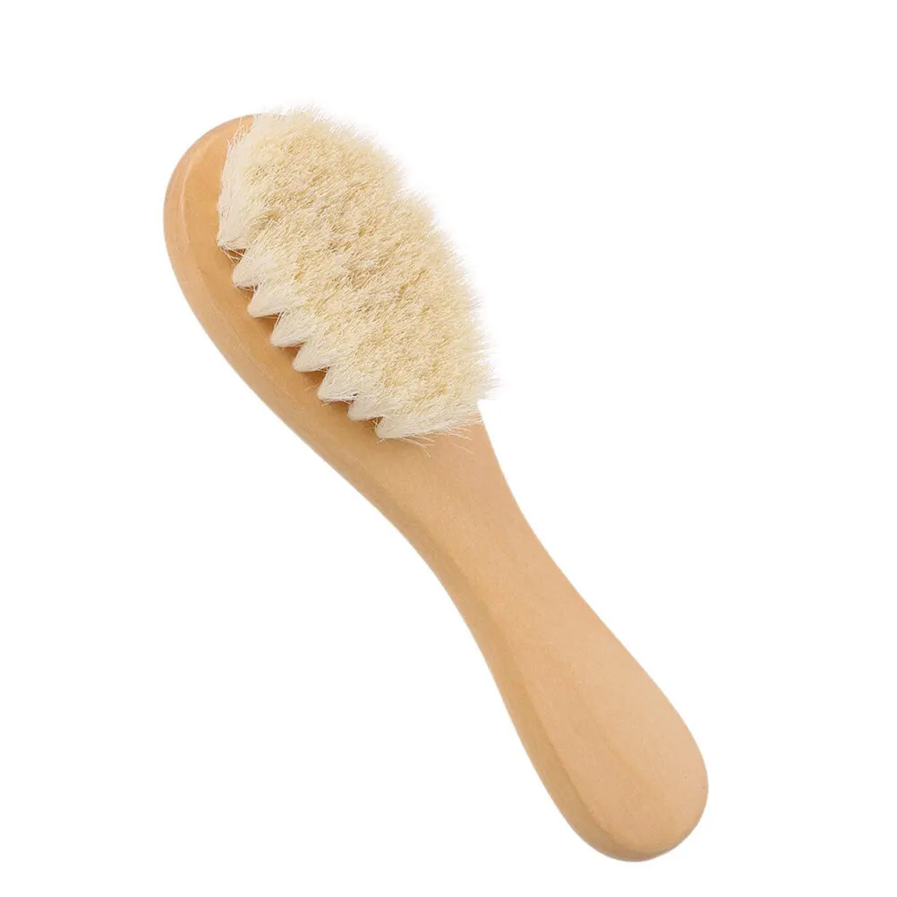 2pcs Wool Brush Comb Set Baby Bathing Brush Natural Goat Hair Wooden Comb For Scalp Stimulation Detangling Gentle Hair Care