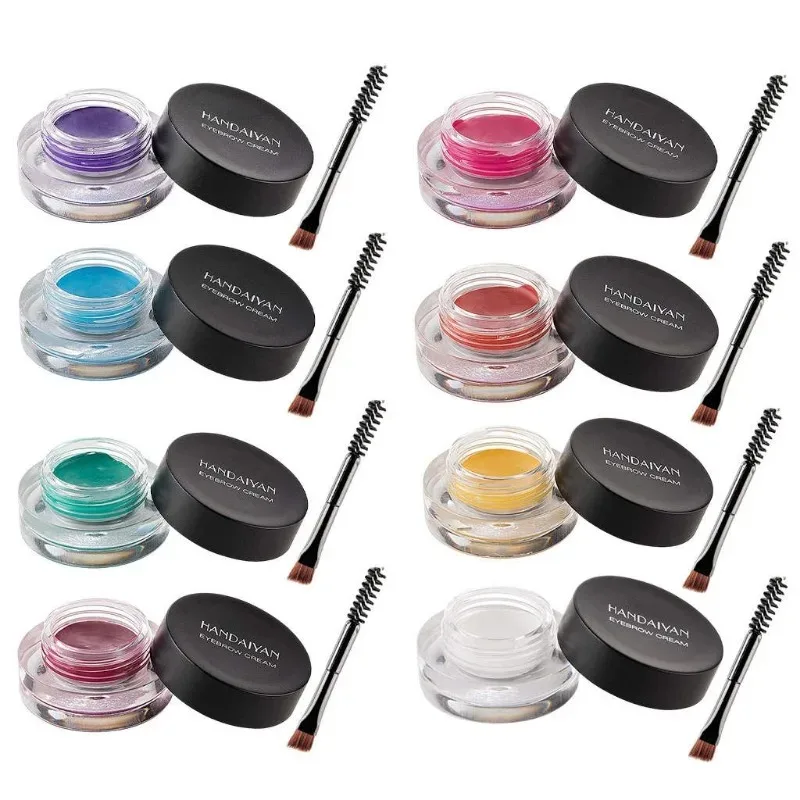 Bunte Augenbrauen Gel Augenbrauen Farbstoff Kleber 12 Farben Regenbogen kein verblassen Farbstoff Augenbrauen Farbe mit Pinsel dauerhafte Augenbrauen Make-up Kosmetik