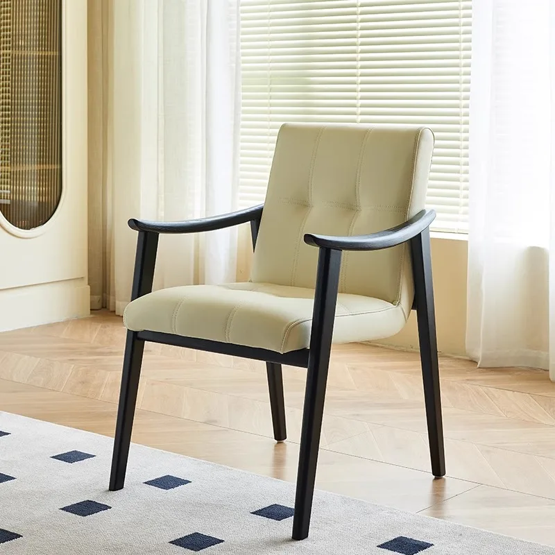 

Fabric Armrest Dining Chair Wooden Minimalist Living Room Lounge Dining Chair Design White Italian Sillas Comedor Home Furniture