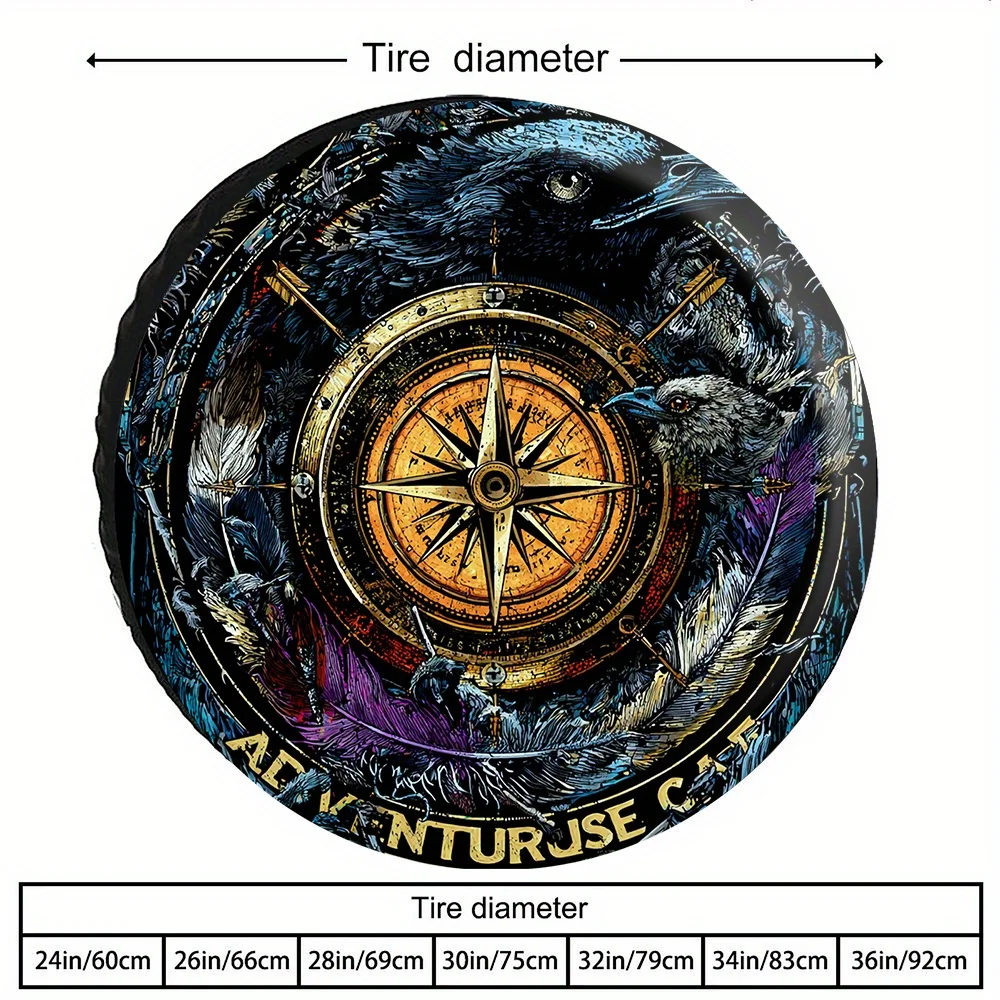 Compass Rose Tire Cover Graphic Print Polyester Durable Protection for Jeep SUV Truck