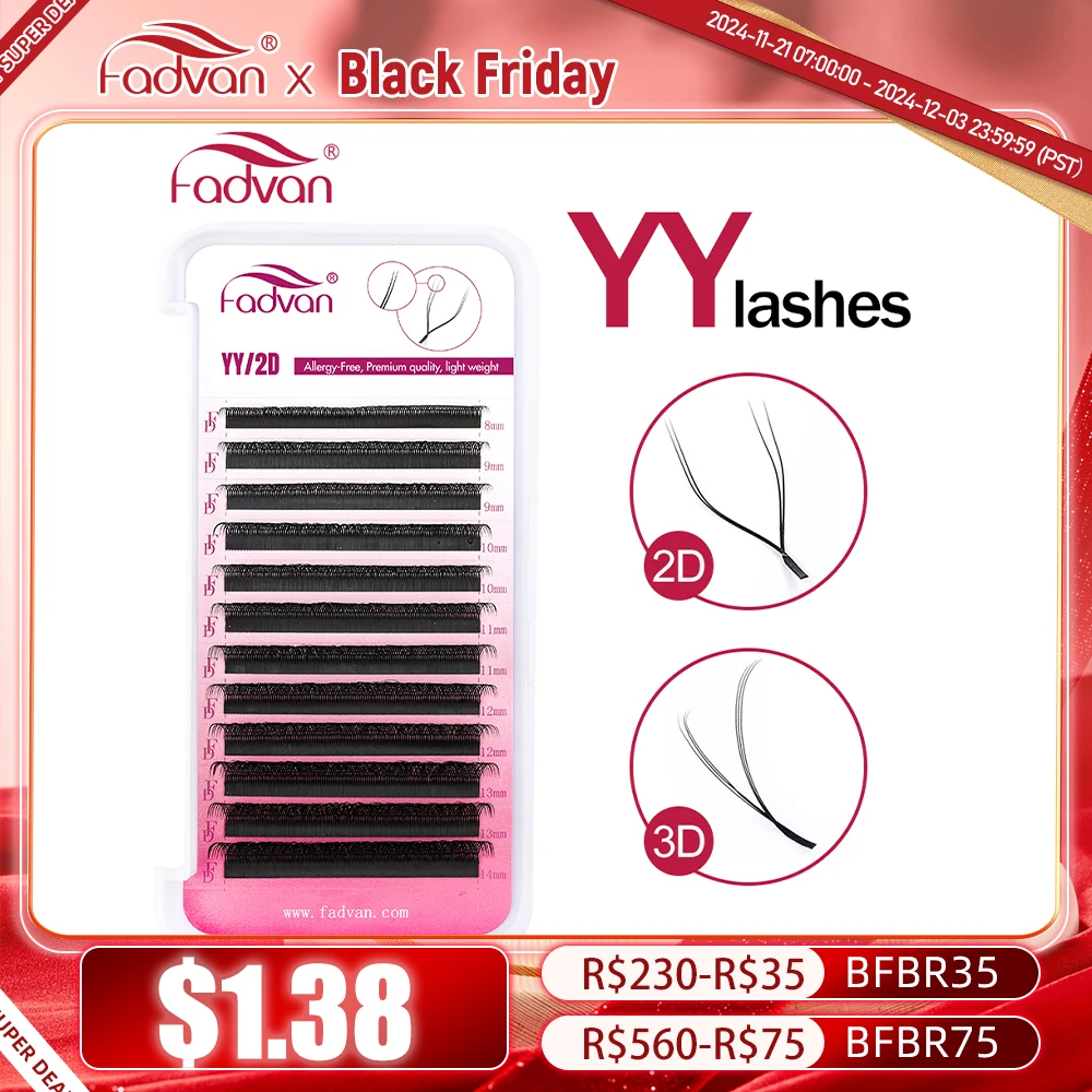 FADVAN YY Shape Lashes 0.07 Faux Mink C/D/DD/L/LU 8-15mm Natural Soft Brazilian Eyelash Premade Volume Fan Lashes Extension