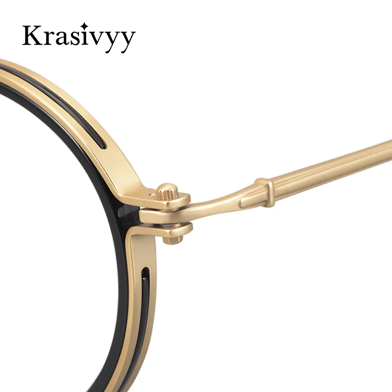 Krasivyy Pure Titanium Glasses Frame Men High Quality Vintage Round Optical Frames Eyewear Women Luxury Brand Myopia Eyeglasses