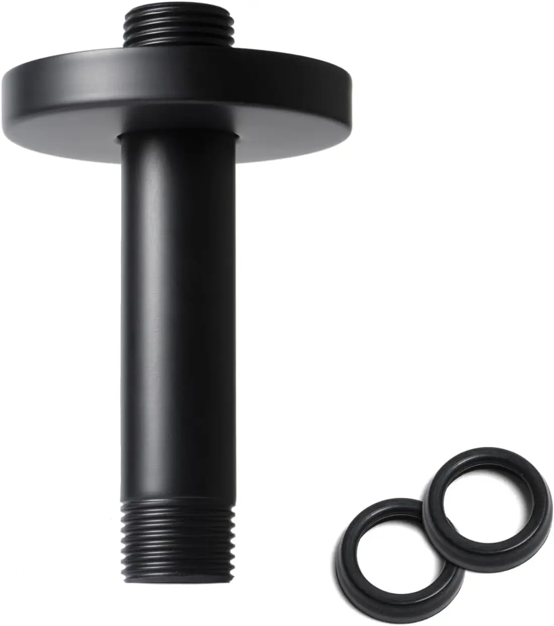 

4 Inch Shower Arm with Flange, Ceiling Mounted, 1/2 NPT, Stainless Steel Extension for Rain Shower Head, Black