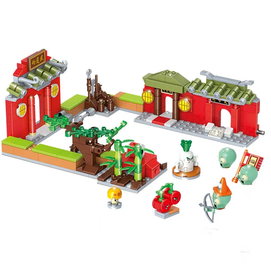 Plant War Tree House Building Blocks Crazy Backyard Zombie Attack Set Model Brick Toys For Children Birthday Gift